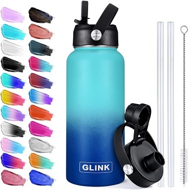 3Glink Stainless Steel Water Bottle with Straw
