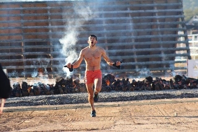 Man running spartan race