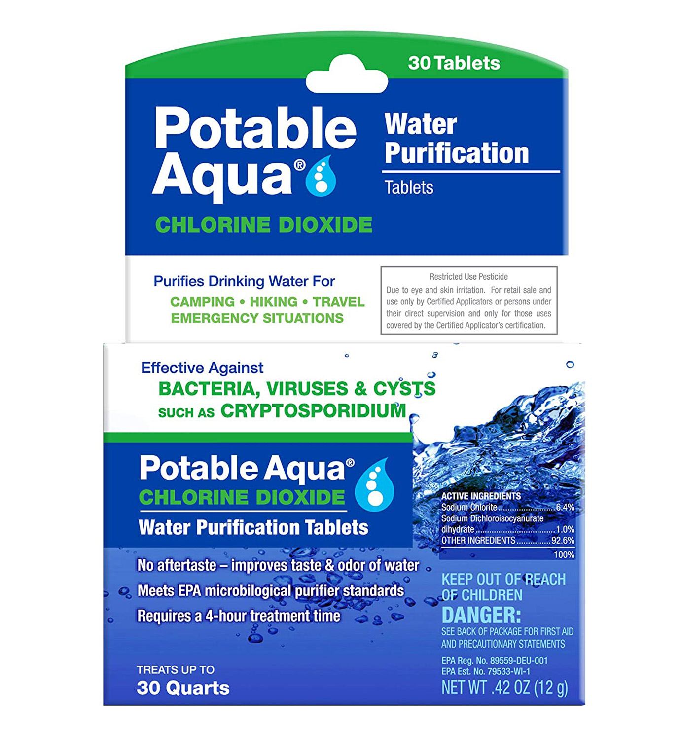 Potable Aqua Chlorine Dioxide Water Purification Tablets