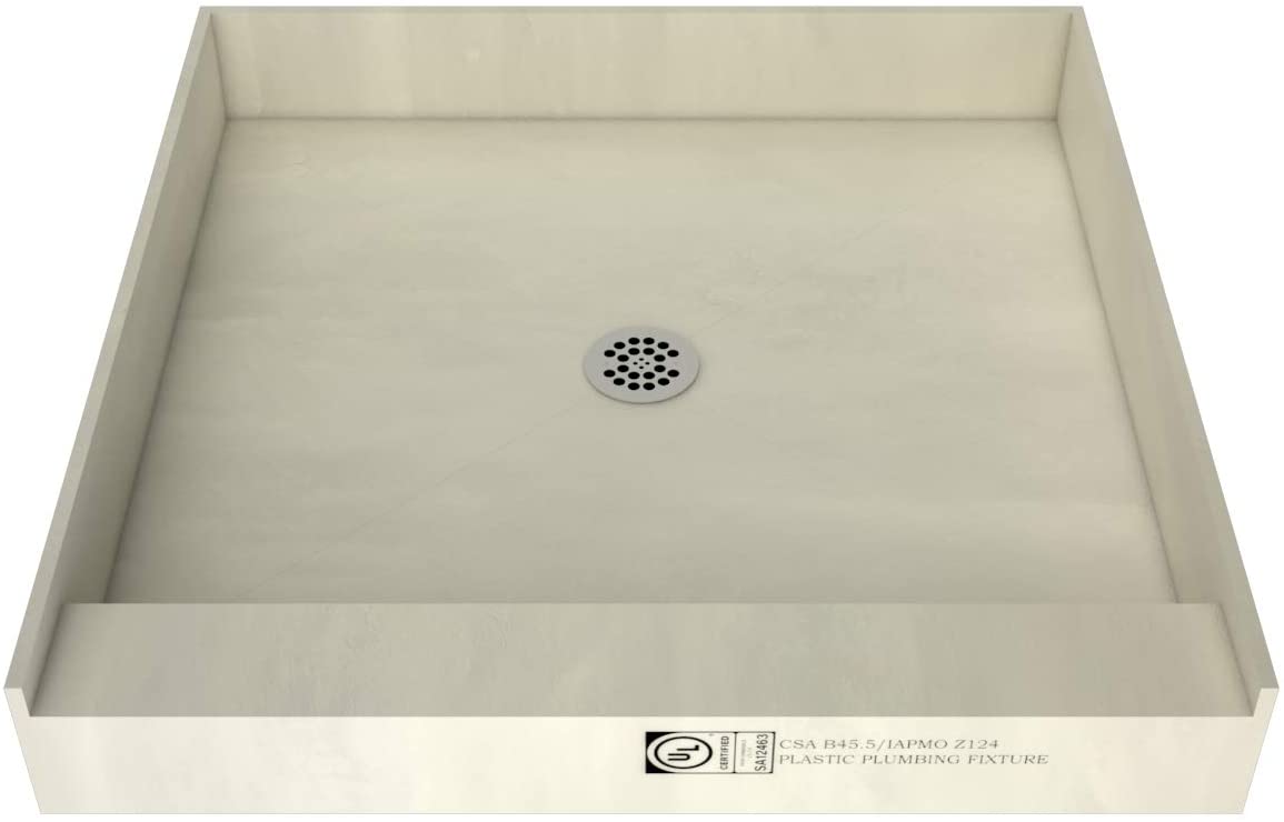 Tile Redi 4848C PVC Single Curb Shower Pan One Piece Drain 