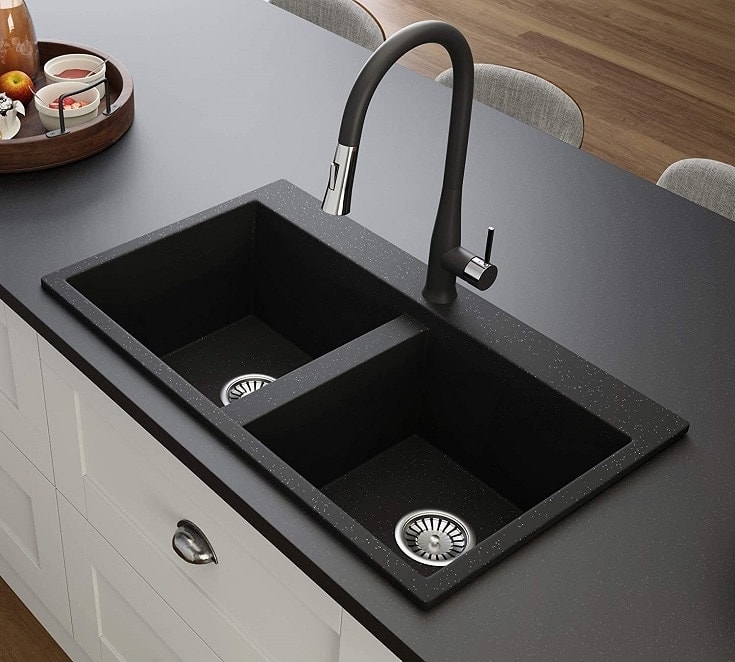 How To Clean A Black Composite Sink 5 Steps House Grail   Black Kitchen Sink Lavello Elle 200T 