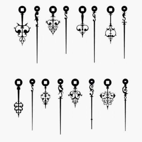 Collection of hands from long case clocks