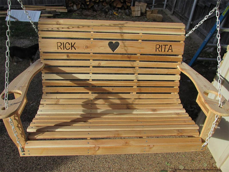 Customized Cupholder DIY Porch Swing by April Wilkerson