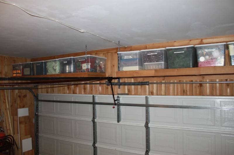 DIY shelves over the garage door