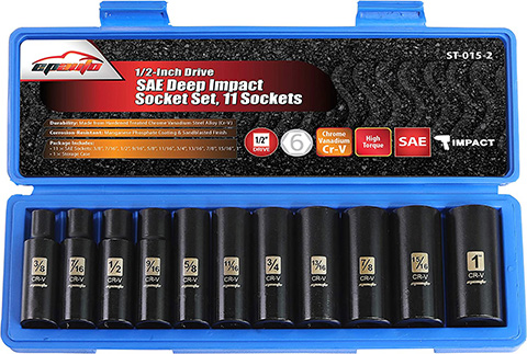 EPAuto ST-015-2 Drive SAE Deep Impact Socket Set