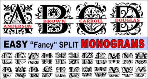 Fancy Split Font Monogram Letters