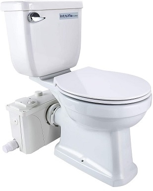 INTELFLO Macerating Toilet Kit Included 500Watt Macerator Pump and Round Toilet Bowl