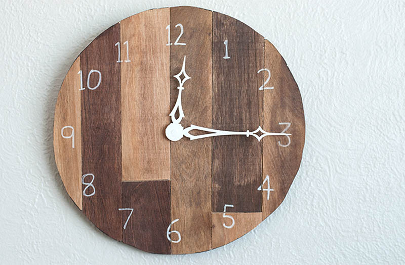 Scrap Plywood Wall Clock from Pretty Handy Girl
