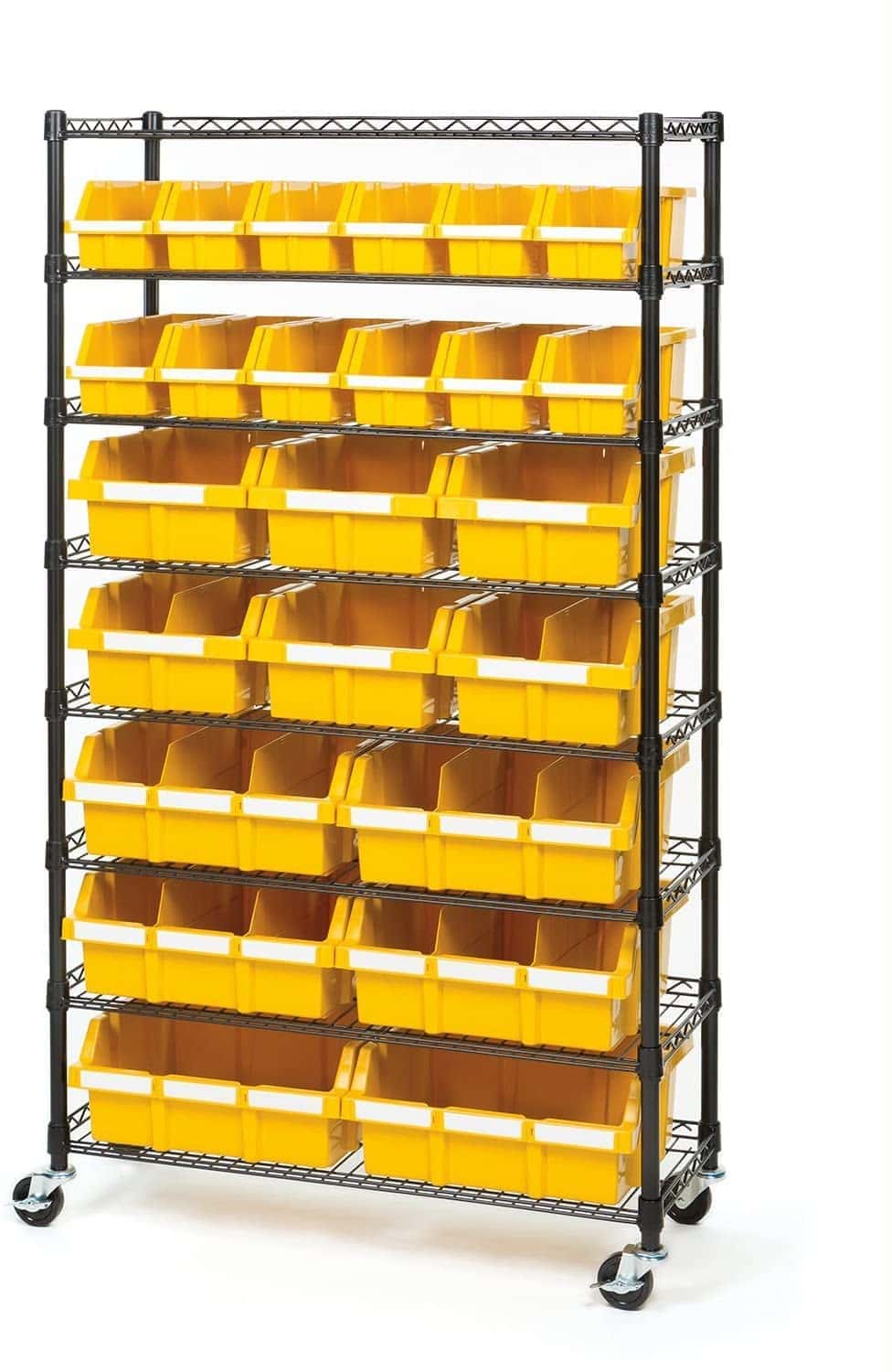 Seville Classics Commercial 8-Tier Black:Yellow NSF 24-Bin Rack Storage System