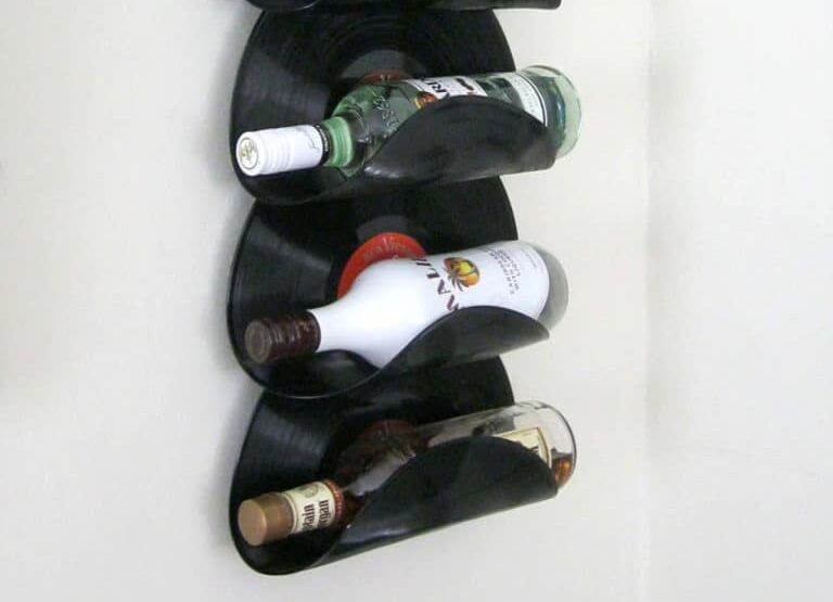 Upcycled Vinyl wine rack