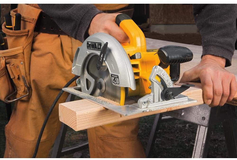 KREBS Circular Saw 4500 RPM Hand-Held Cord Circular Saw, 11 Amp with 7-1/4  Inch Blade, Adjustable Cutting Depth (1-3/4 to 2-1/2) for Wood and Logs