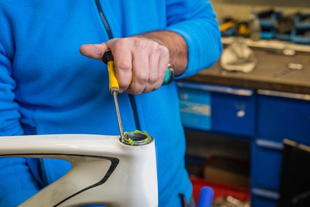 close up using a grease gun
