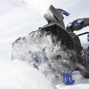 closeup using Snow Joe iON8024-XR Two Stage Snow Blower