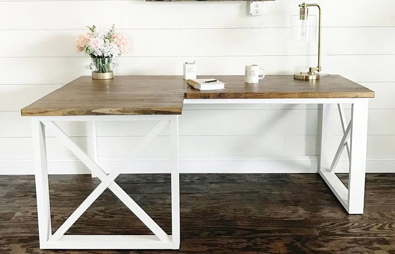 diy l shaped double x desk