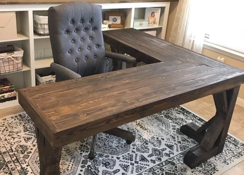 diy l-shaped farmhouse wood desk