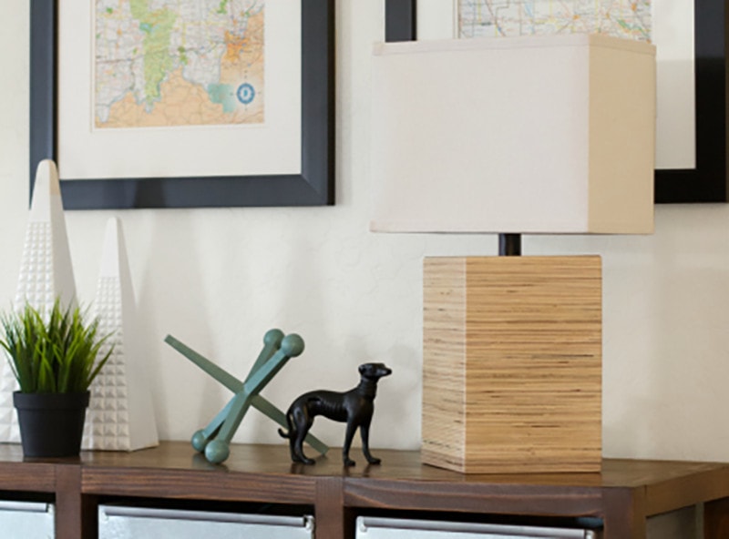 diy stacked plywood table lamp