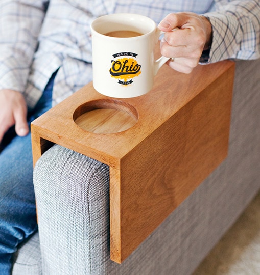 diy wooden sofa sleeve with cup holder