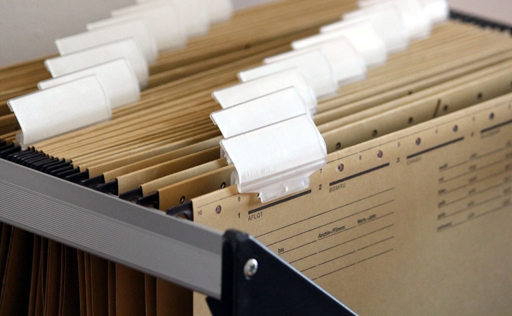 files inside filing cabinet
