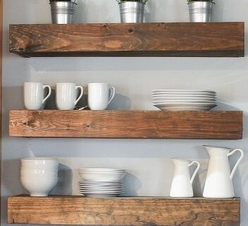 DIY Floating Shelves by Sawdust Sisters