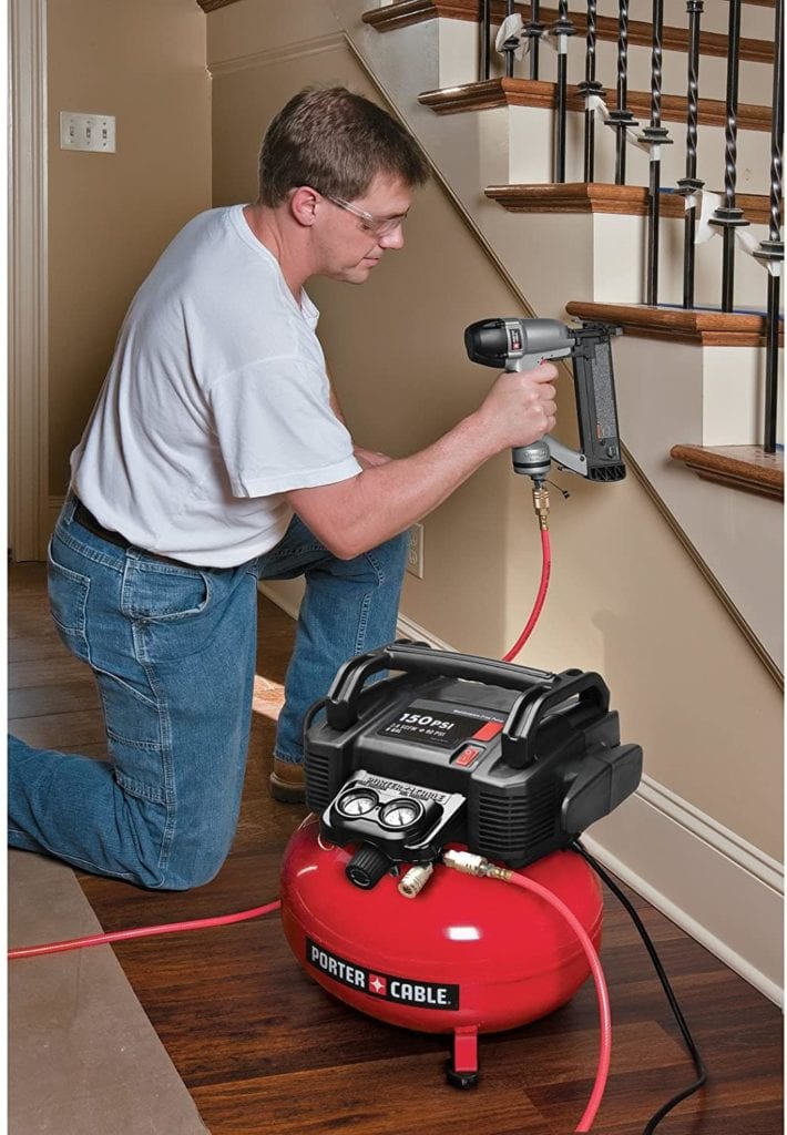 man using PORTER-CABLE C2002 Air Compressor