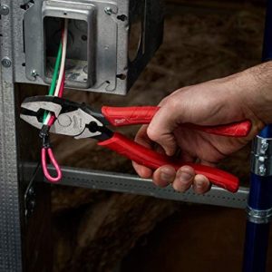 person using Milwaukee 48-22-6100 Leverage Lineman Pliers