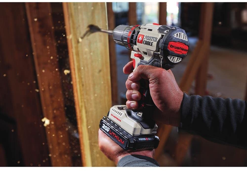 person using PORTER-CABLE PCCK618L2 Cordless Drill Combo Kit