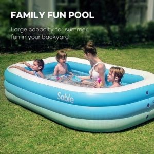 96-144 inch Round Thickened PVC with Electric air Pump Rindasr Summer Backyard Outdoor Adult Inflatable Swimming Pool Suitable for Multi-Person Water Entertainment Polyester Fiber mesh 
