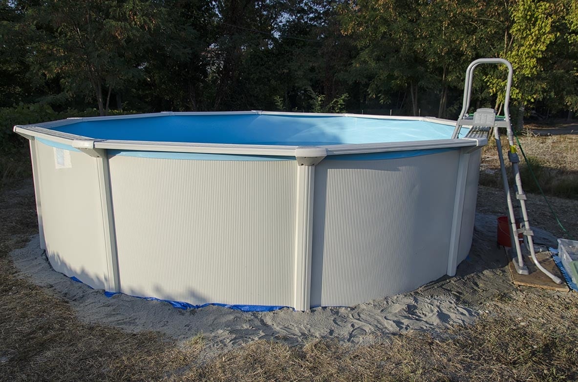 above ground pool on sand