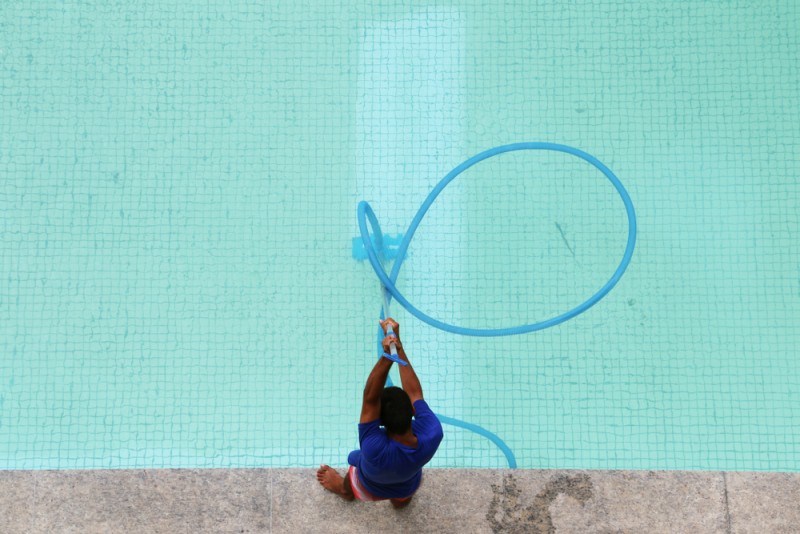 cleaning the pool