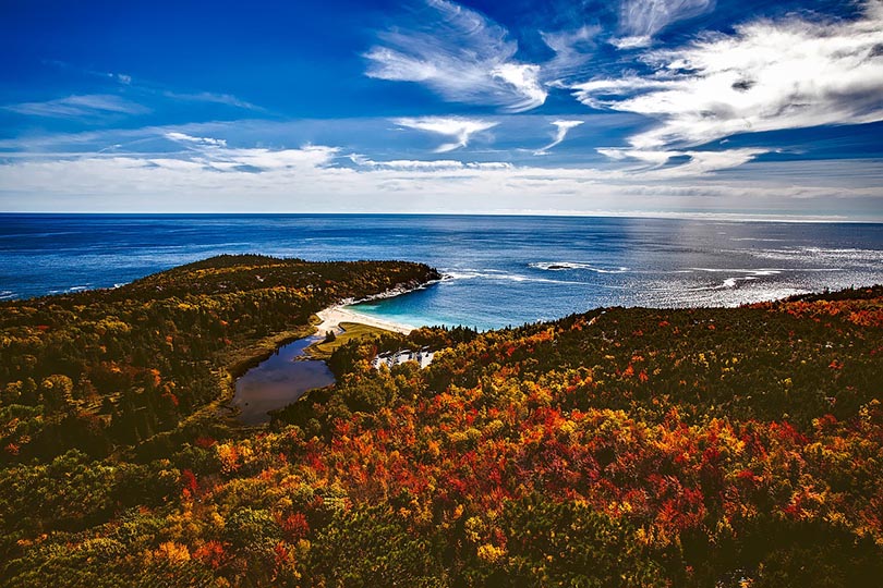 Bar Harbor Maine in autumn season