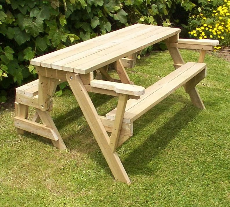 DIY 1 Piece Folding Picnic Table Woodworking Plans