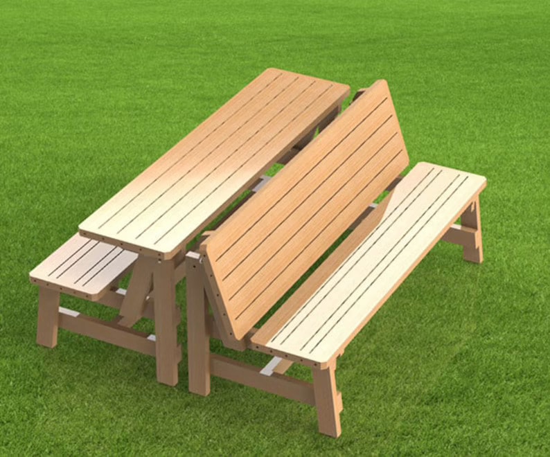 DIY Convertible 6ft Bench to Picnic Table