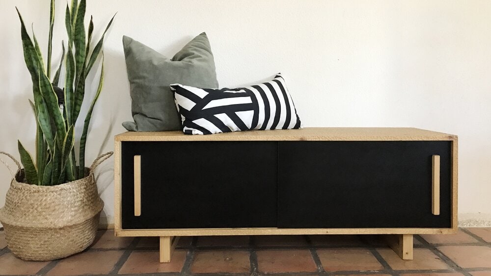 diy power carved textured storage bench