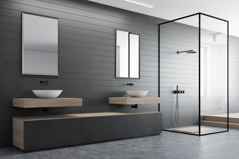 modern bathroom with gray walls