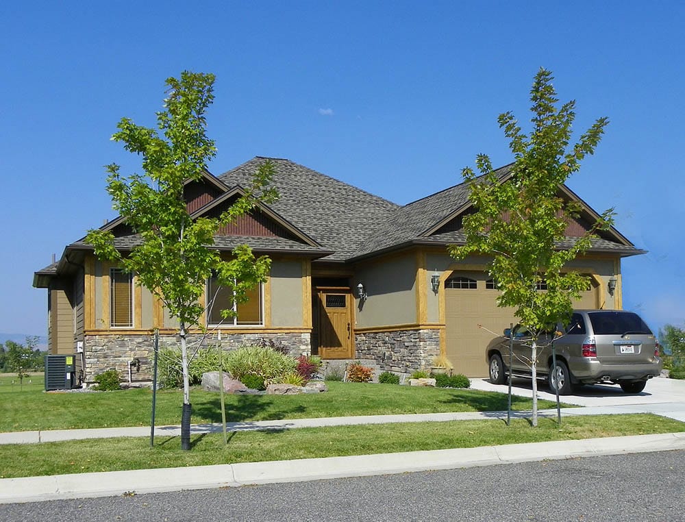 single family home with car