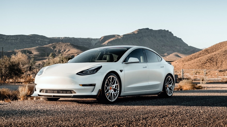 white Tesla car