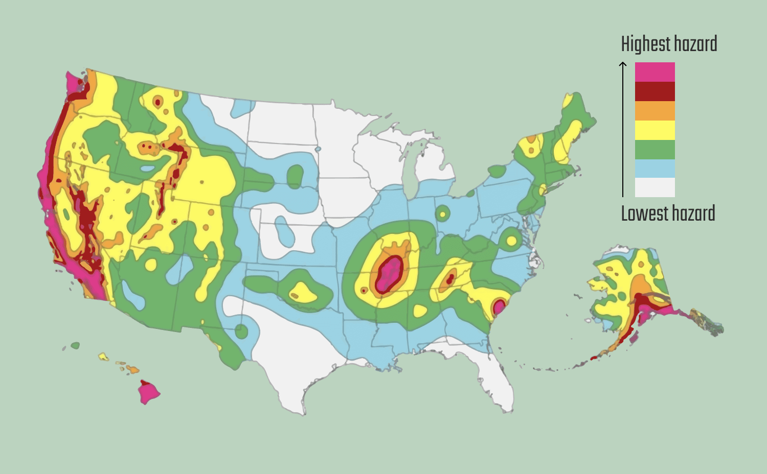 Fault Lines In The Us This Map Shows The Major Earthquake Hazard Areas ...
