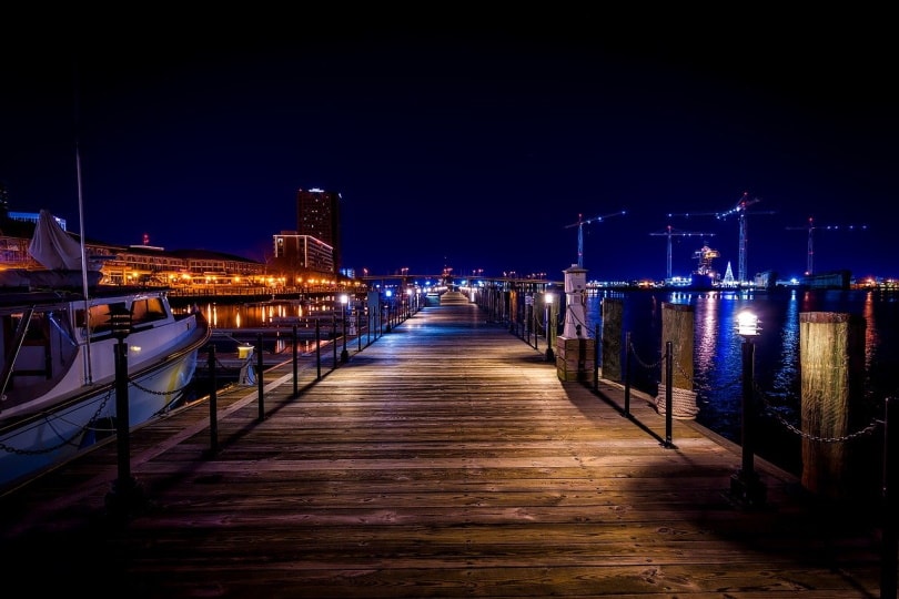 Norfolk Virginia dock at night
