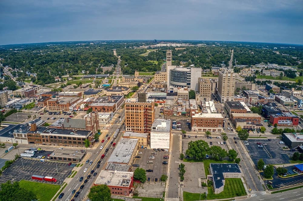 Aerial View of Pontiac, Michigan