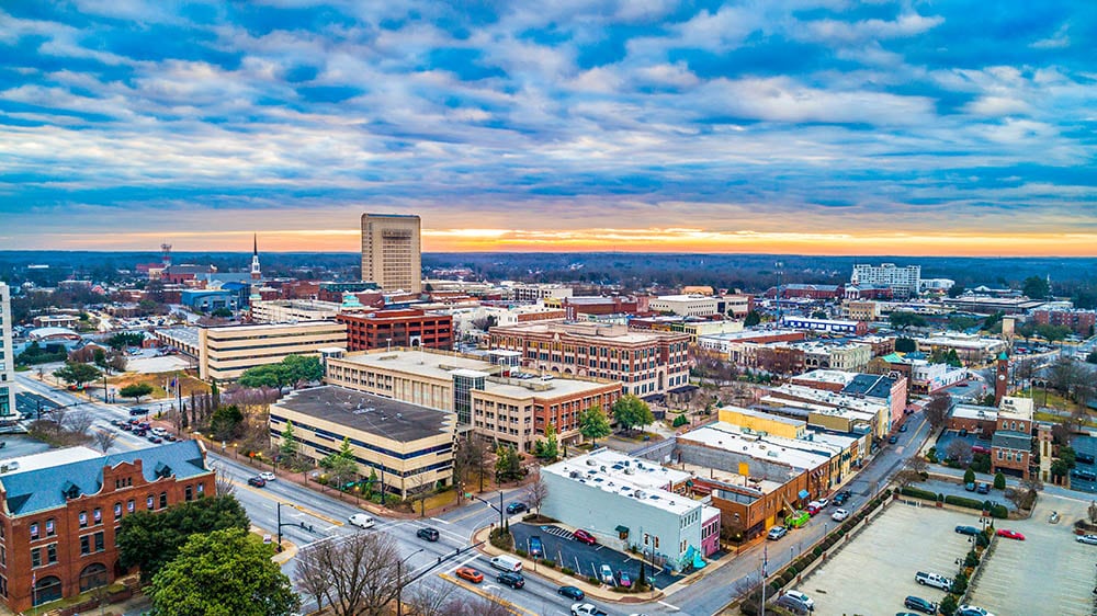 Aerial view of Spartanburg, South Carolina
