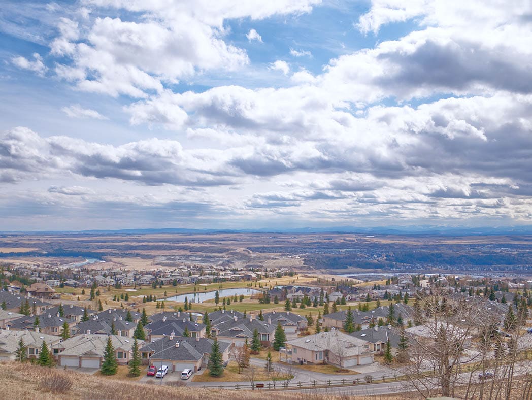 aerial view of Cochrane, Alberta