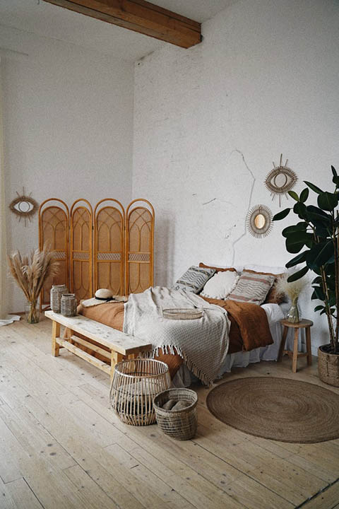 dormitorio estilo boho ecologico