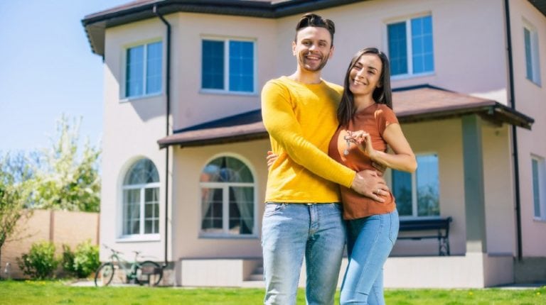 millenial couple in their own home