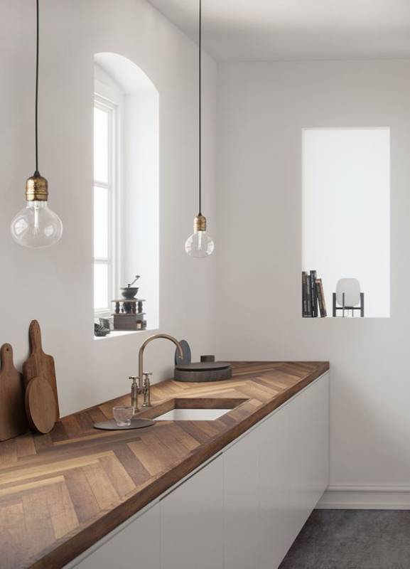 DIY Herringbone Pattern Countertop