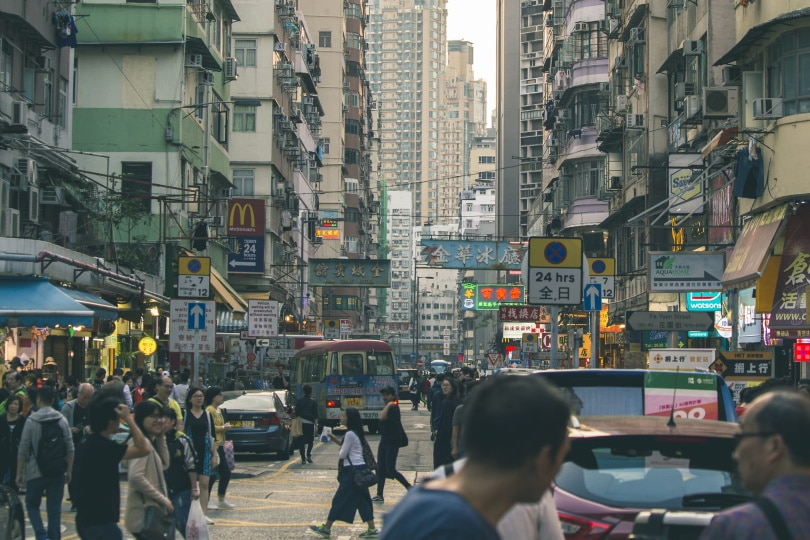 busy street in Hong Kong