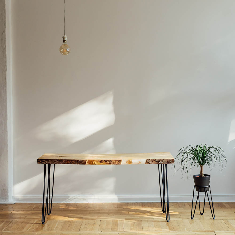 live edge wood bench