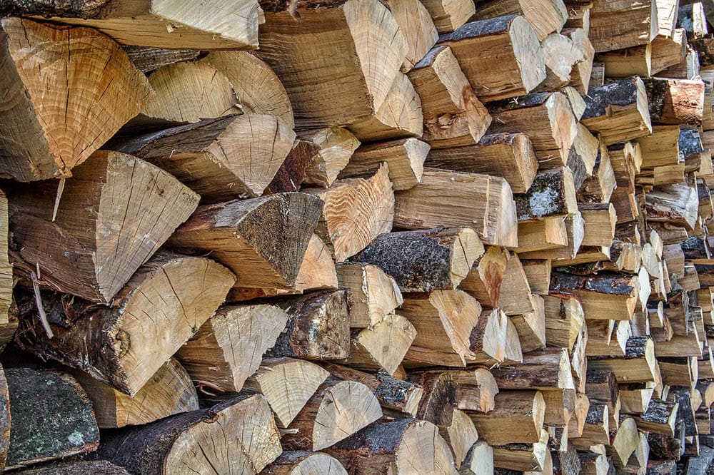 stacks of chopped logs