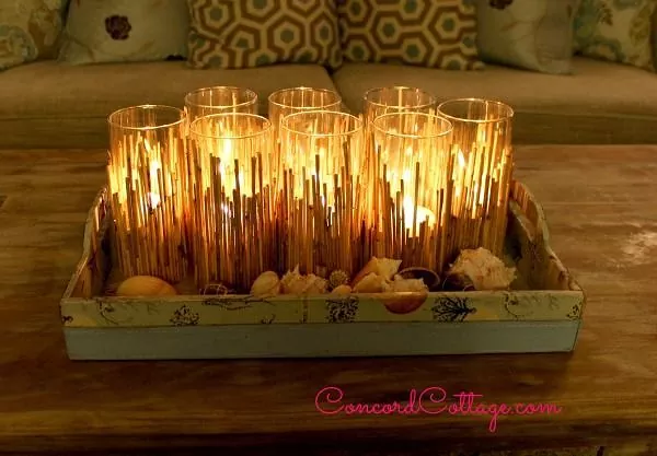 Bamboo DIY Coastal Candleholders- home talk
