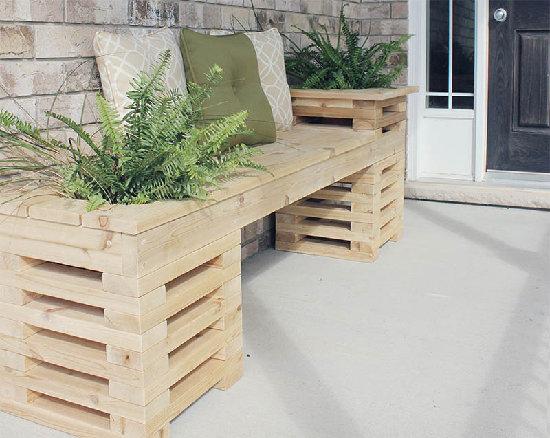 Cedar Bench with Planters