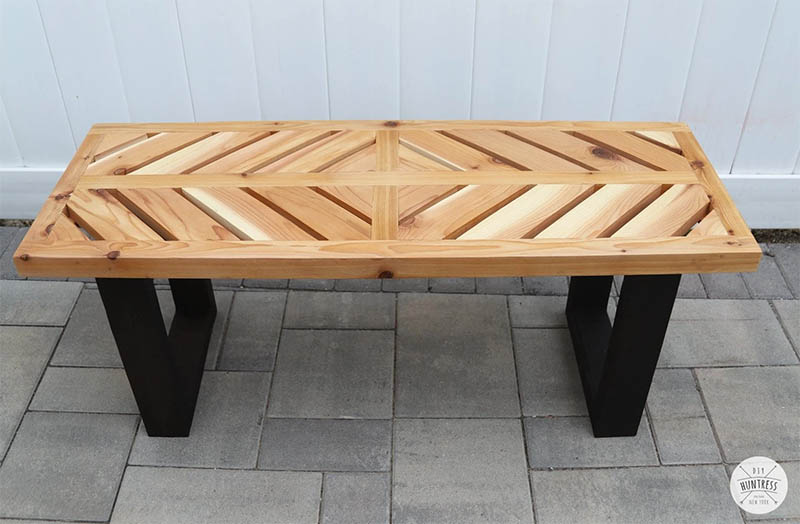 Chevron Pattern Cedar Bench